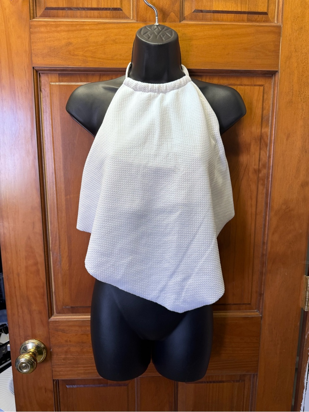 SHEIN White Textured Halter Bikini Top